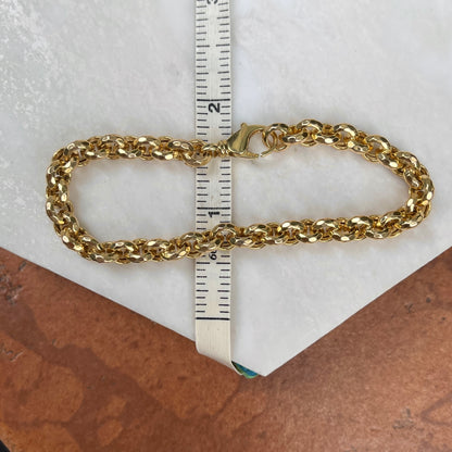 Estate 14KT Yellow Gold Hammered Rolo Link Chain Bracelet