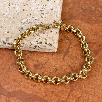 Estate 14KT Yellow Gold Hammered Rolo Link Chain Bracelet