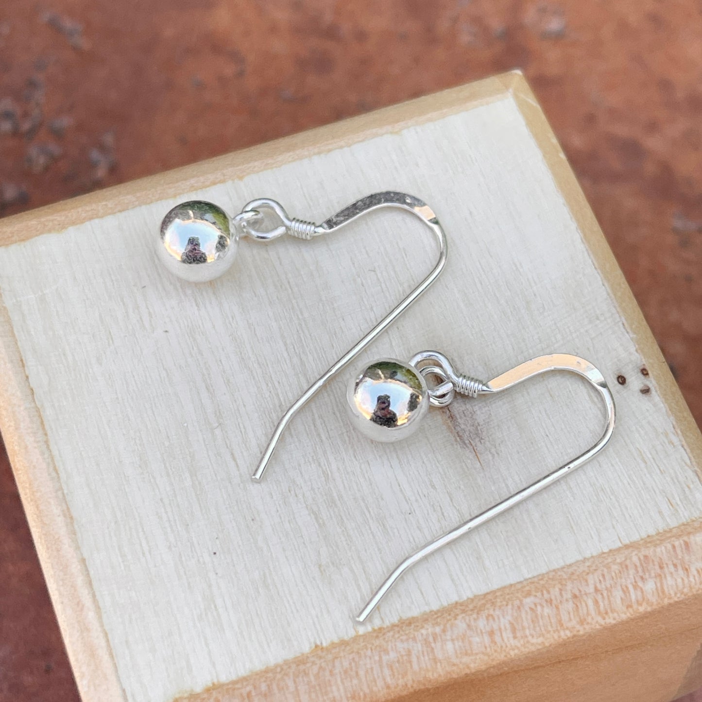 Sterling Silver Polished 6mm Round Ball Hook Earrings