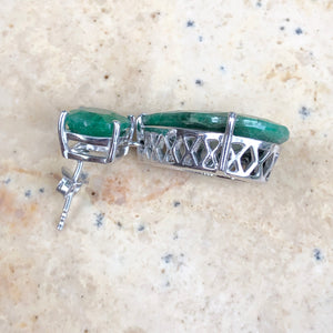 Sterling Silver Cushion Cut Emerald Dangle Earrings, Sterling Silver Cushion Cut Emerald Dangle Earrings - Legacy Saint Jewelry