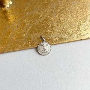 Sterling Silver Da Vinci Round Medal Pendant 16mm