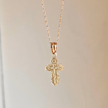 Load image into Gallery viewer, 14KT Yellow Gold Detailed Mini Eastern Orthodox Pendant Chain Necklace, 14KT Yellow Gold Detailed Mini Eastern Orthodox Pendant Chain Necklace - Legacy Saint Jewelry