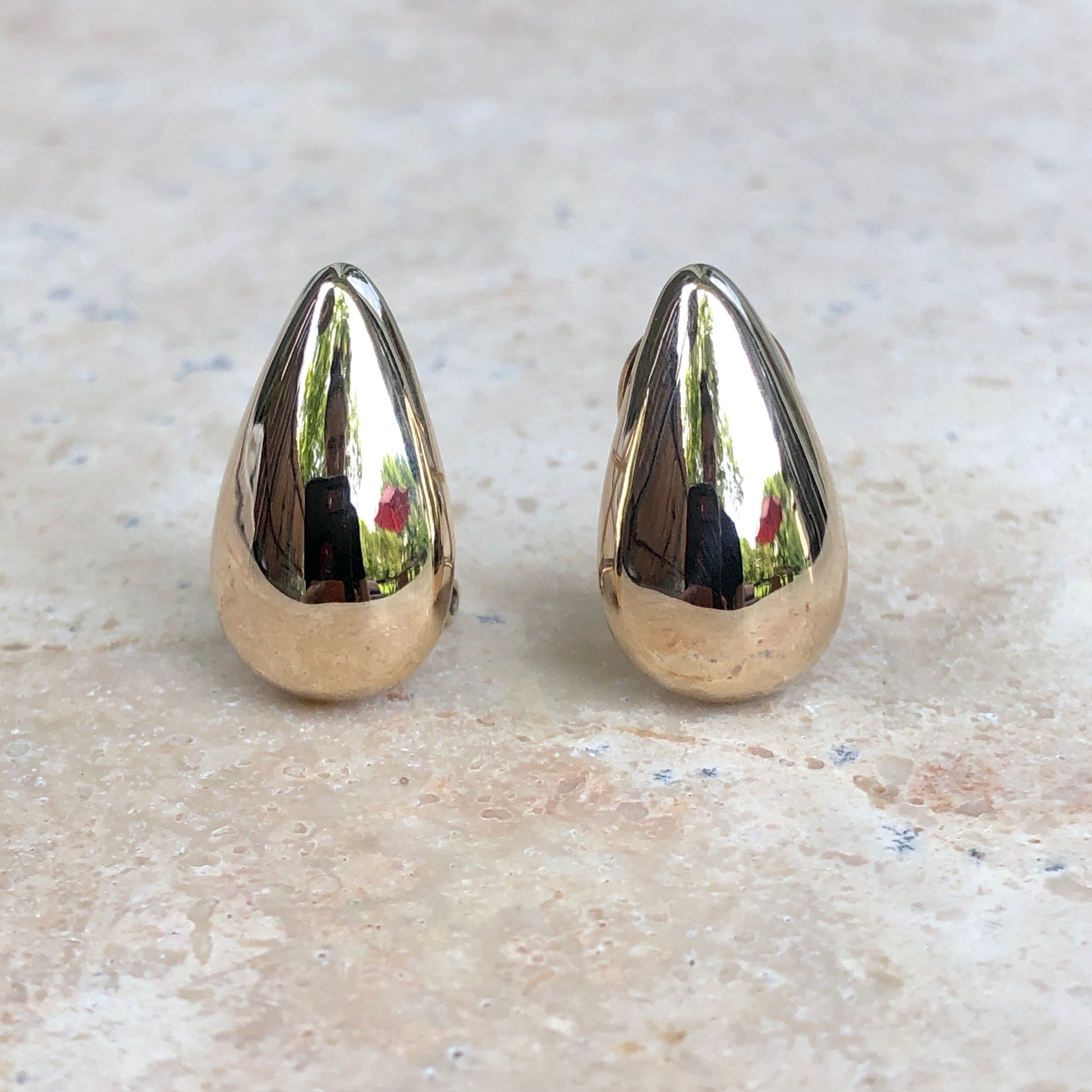 14KT Yellow Gold Teardrop Omega Back Earrings, 14KT Yellow Gold Teardrop Omega Back Earrings - Legacy Saint Jewelry