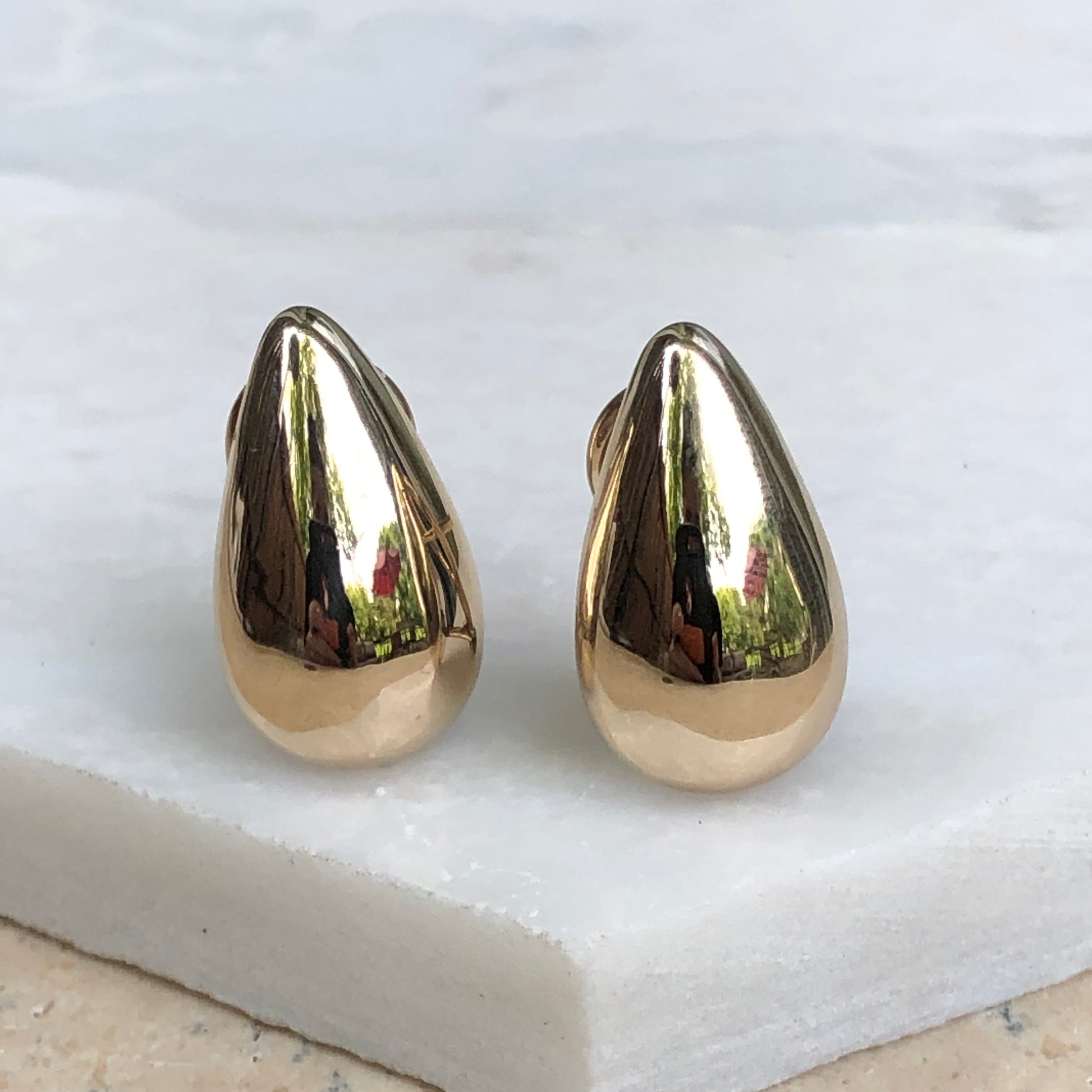 14KT Yellow Gold Teardrop Omega Back Earrings, 14KT Yellow Gold Teardrop Omega Back Earrings - Legacy Saint Jewelry