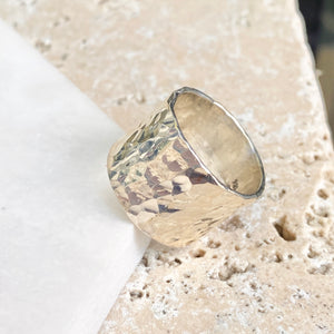 Sterling Silver Contemporary Hammered Cigar Band Ring