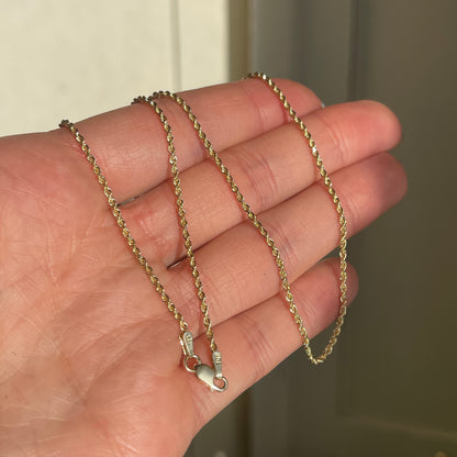 14KT Yellow Gold Diamond-Cut 1.50mm Rope Chain Necklace
