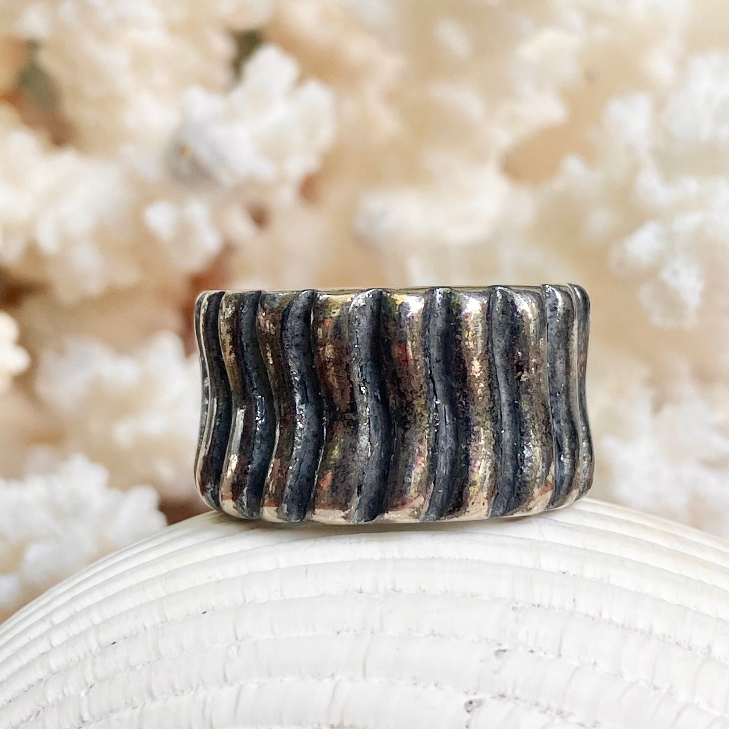 Sterling Silver Antiqued Ridges Cigar Band Ring S