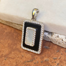 Load image into Gallery viewer, Sterling Silver Black Onyx, CZ + Mother of Pearl Pendant Slide