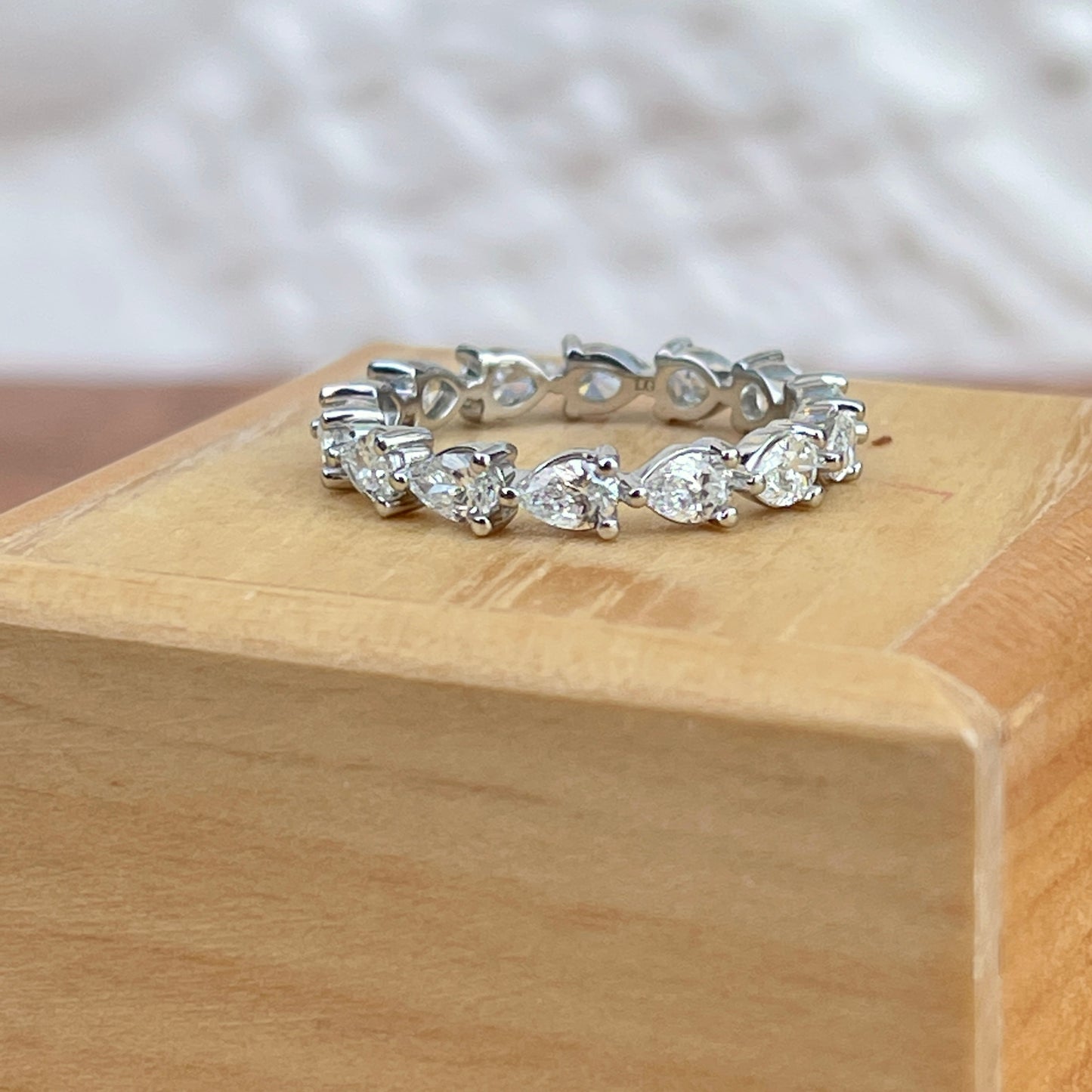 14KT White Gold Pear Shape Diamond Eternity Band Ring