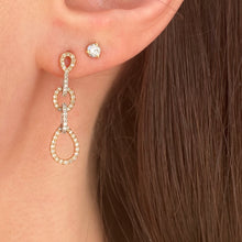 Load image into Gallery viewer, 14KT White Gold + Rose Gold Pave Diamond Interlocking Circle Earrings - Legacy Saint Jewelry