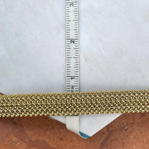14KT Yellow Gold Mesh Soft Link Wide Band Bangle Bracelet 15mm