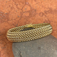 Load image into Gallery viewer, 14KT Yellow Gold Mesh Soft Link Wide Band Bangle Bracelet 15mm
