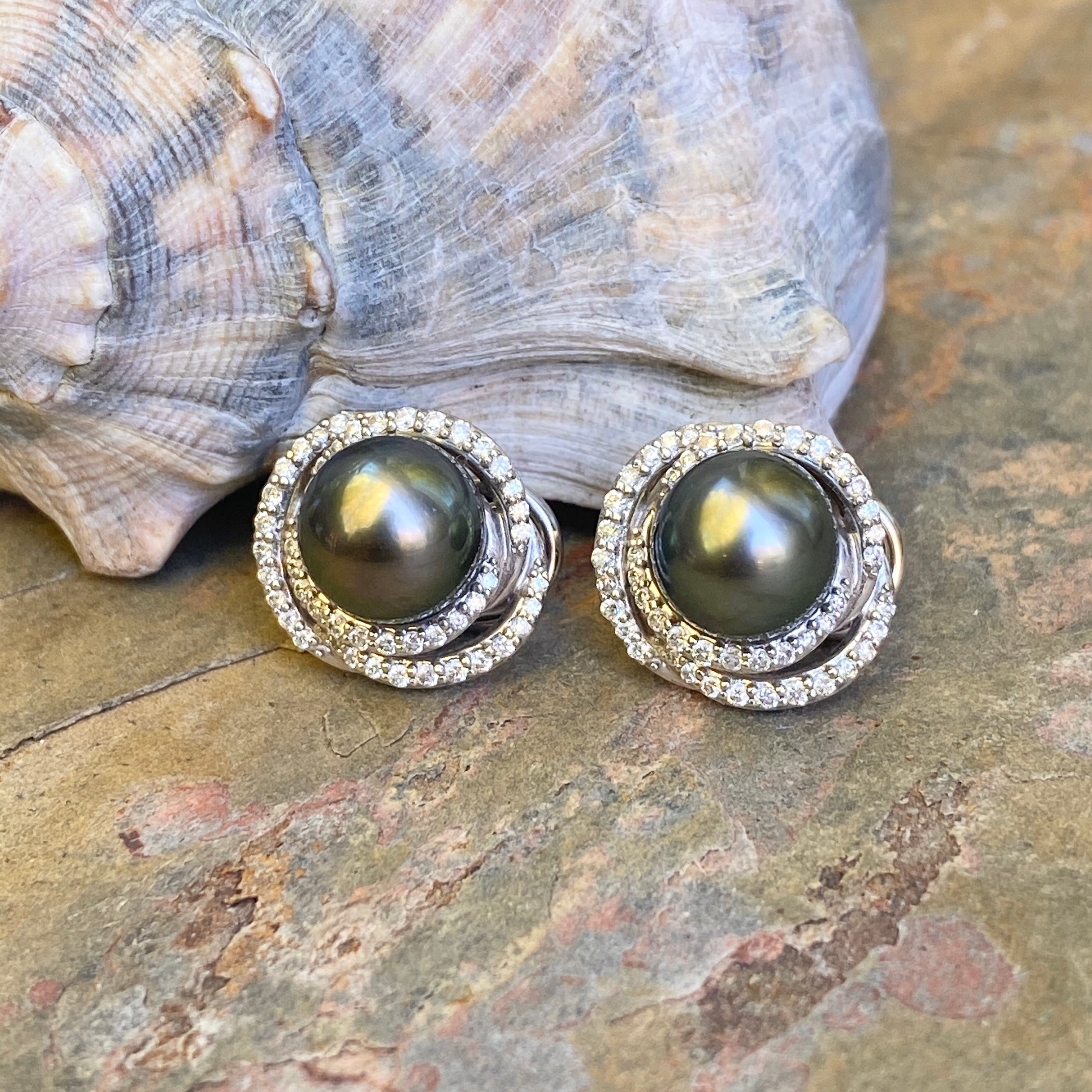 Tahitian pearl earrings offers with 14KGF lever backs, SKU# 070783