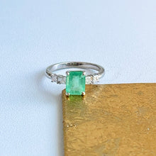 Load image into Gallery viewer, 14KT White Gold Colombian 1.79 CT Emerald + Diamond Ring