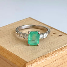 Load image into Gallery viewer, 14KT White Gold Colombian 1.79 CT Emerald + Diamond Ring