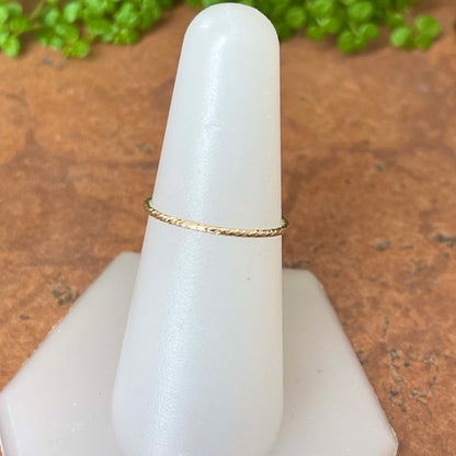 14KT Yellow Gold Sparkle Thin Wire Stacking Ring