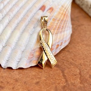 14KT Yellow Gold Cancer Awareness Survivor Ribbon Pendant Charm