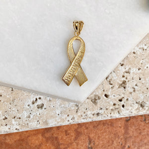 14KT Yellow Gold Cancer Awareness Survivor Ribbon Pendant Charm