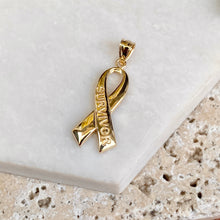 Load image into Gallery viewer, 14KT Yellow Gold Cancer Awareness Survivor Ribbon Pendant Charm