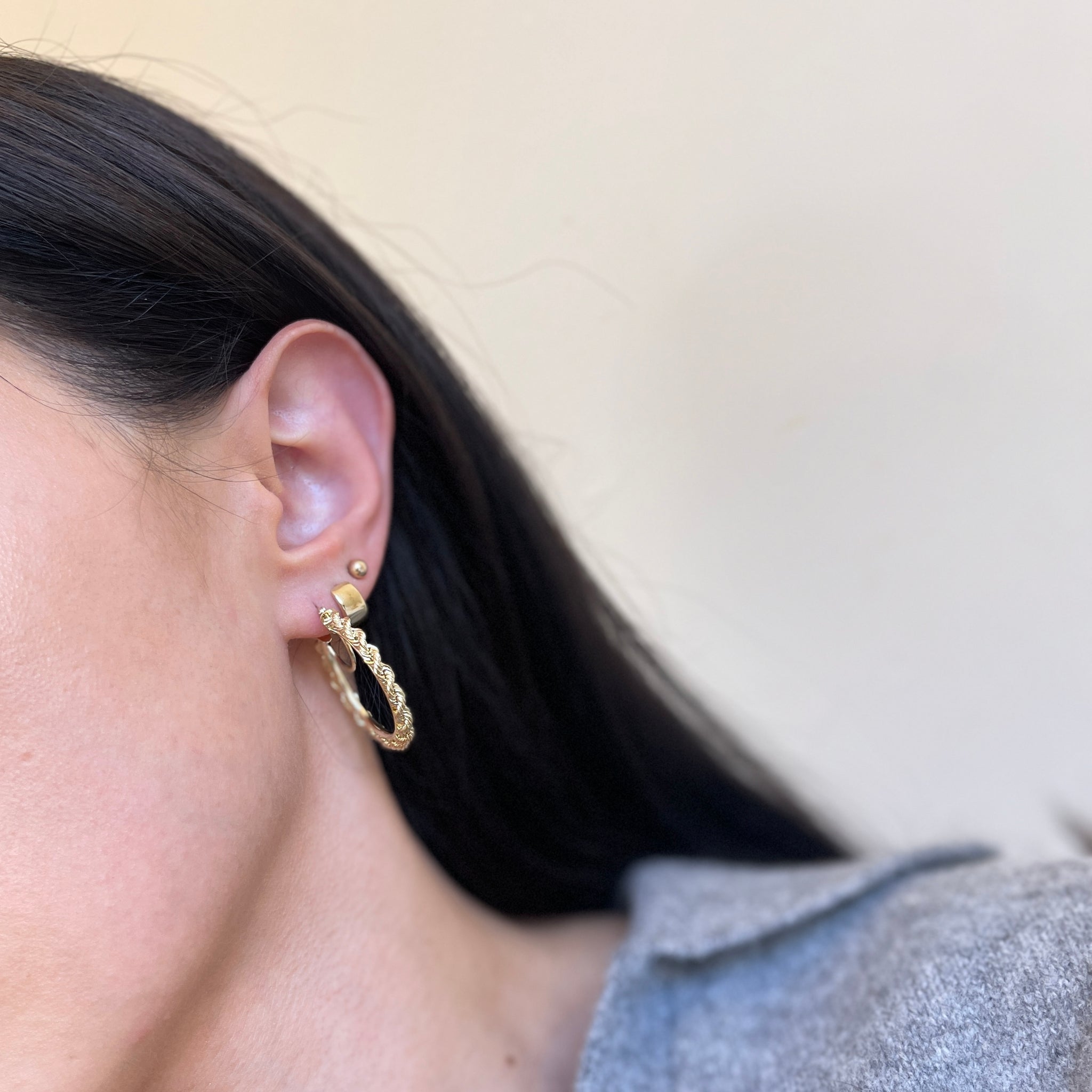 Diamond-Cut Mini Gold Hoop Earrings