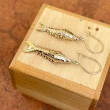 Load image into Gallery viewer, 14KT Yellow Gold Detailed Moveable Fish Euro Wire Earrings