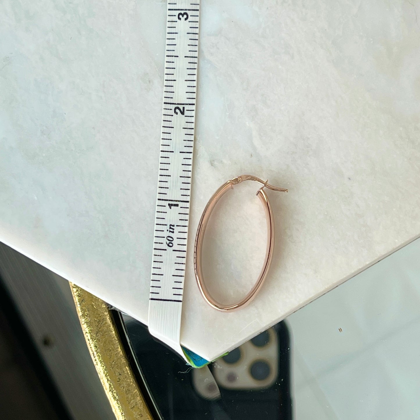 14KT Rose Gold Polished Oval Hoop Earrings 31mm