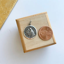 Load image into Gallery viewer, Sterling Silver St Anthony Satin Round Medal Pendant 18mm