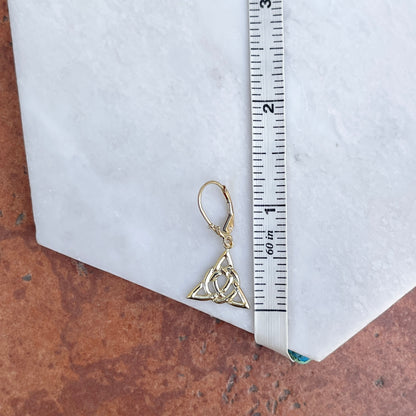 14KT Yellow Gold Celtic Trinity Knot Lever Back Earrings