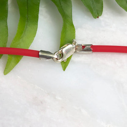 Sterling Silver Cherry Red Rubber Cord Necklace 1.5mm/ 16", Sterling Silver Cherry Red Rubber Cord Necklace 1.5mm/ 16" - Legacy Saint Jewelry