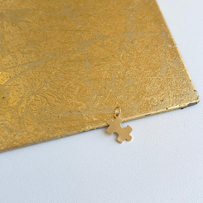 14KT Yellow Gold Puzzle Piece Pendant Charm