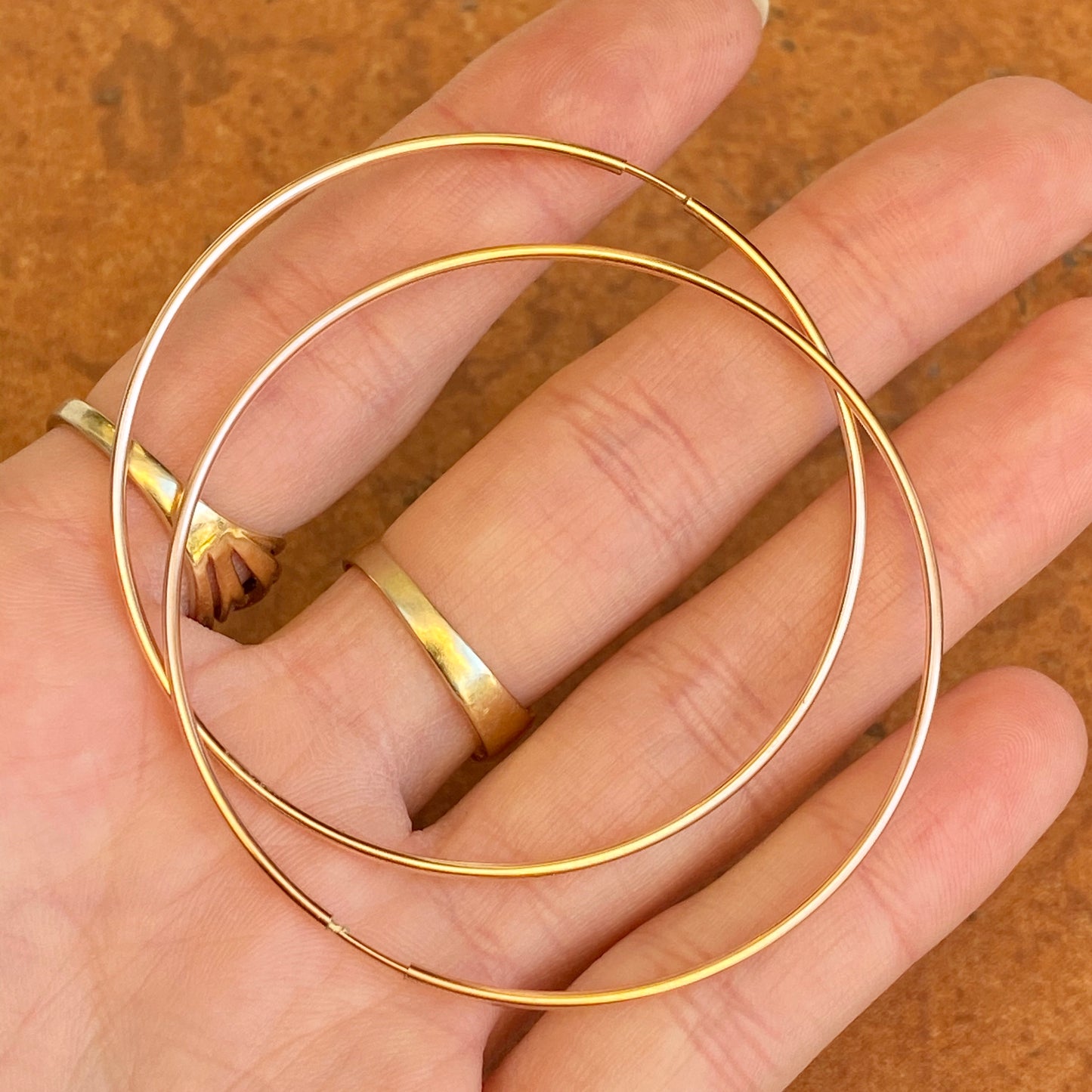 Rose Gold Filled Thin Tube Endless Hoop Earrings 56mm