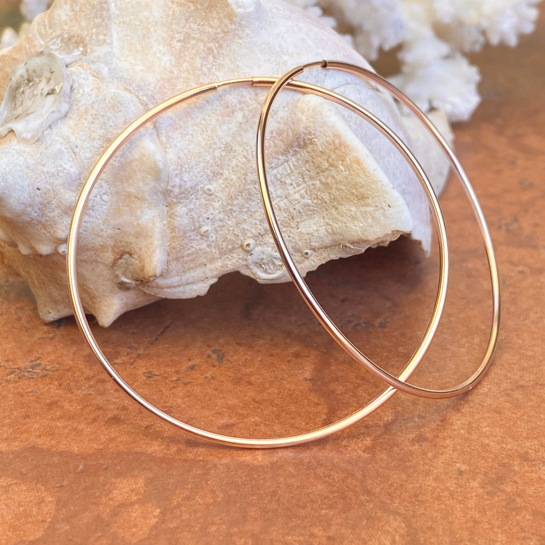 Rose Gold Filled Thin Tube Endless Hoop Earrings 50mm