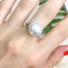Load image into Gallery viewer, 14KT Yellow Gold, Sterling Silver + Paspaley South Sea Pearl Fleur de Lis Ring - Legacy Saint Jewelry