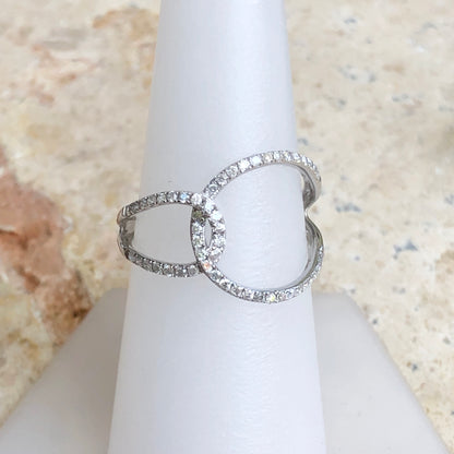 14KT White Gold Pave Diamond Open Loop Circles Ring Size 7, 14KT White Gold Pave Diamond Open Loop Circles Ring Size 7 - Legacy Saint Jewelry