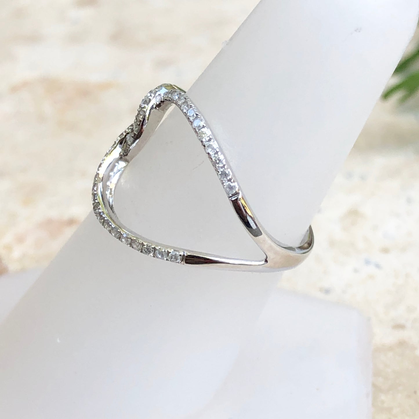 14KT White Gold Pave Diamond Open Loop Circles Ring Size 7, 14KT White Gold Pave Diamond Open Loop Circles Ring Size 7 - Legacy Saint Jewelry