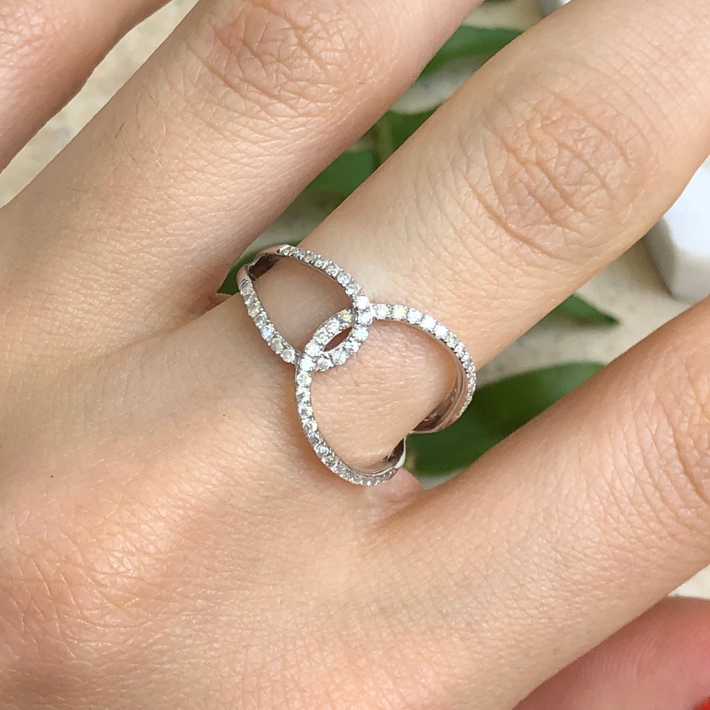 14KT White Gold Pave Diamond Open Loop Circles Ring Size 7, 14KT White Gold Pave Diamond Open Loop Circles Ring Size 7 - Legacy Saint Jewelry