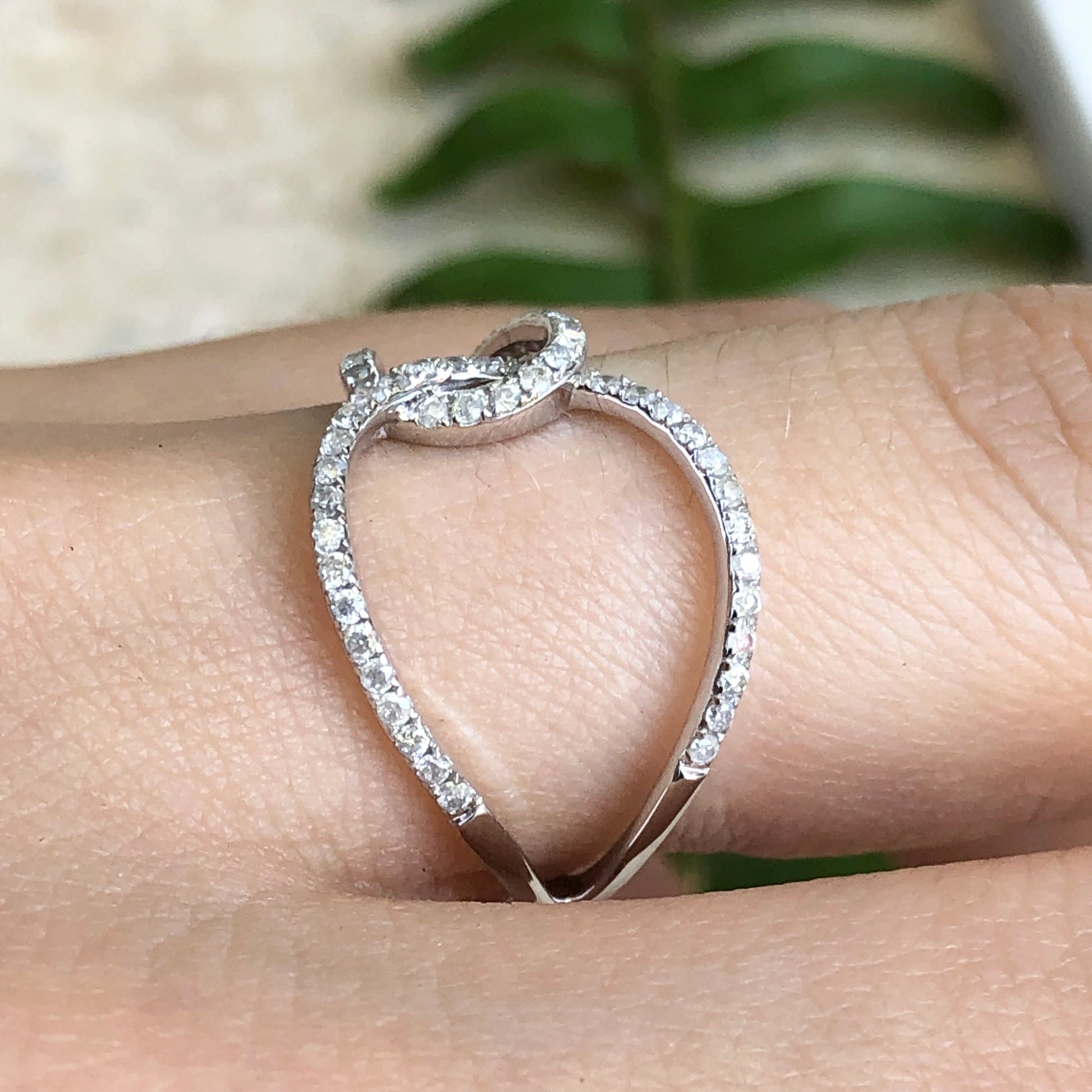 14KT White Gold Pave Diamond Open Loop Circles Ring Size 7, 14KT White Gold Pave Diamond Open Loop Circles Ring Size 7 - Legacy Saint Jewelry