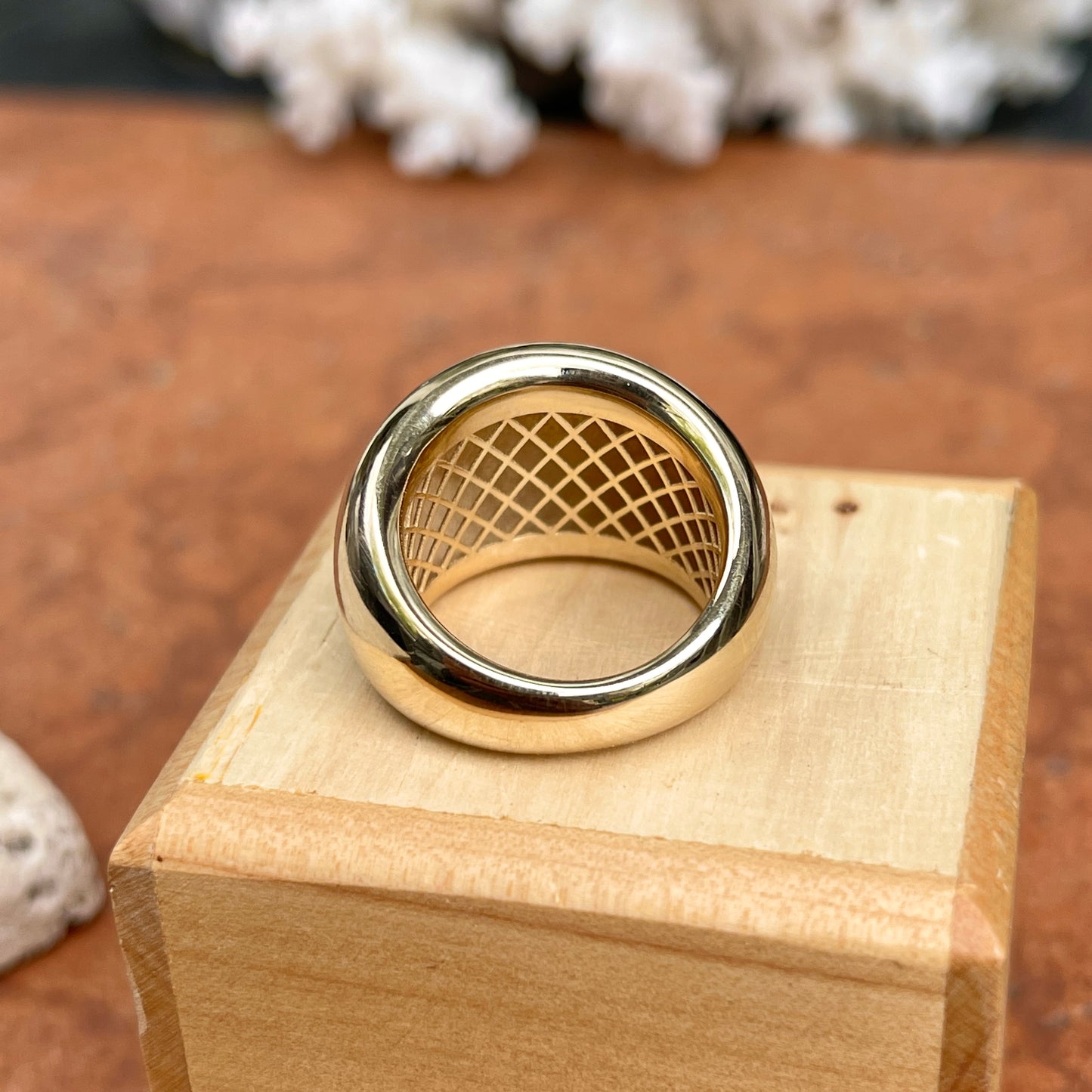 14KT Yellow Gold Polished Chunky 17mm Domed Cigar Band Ring