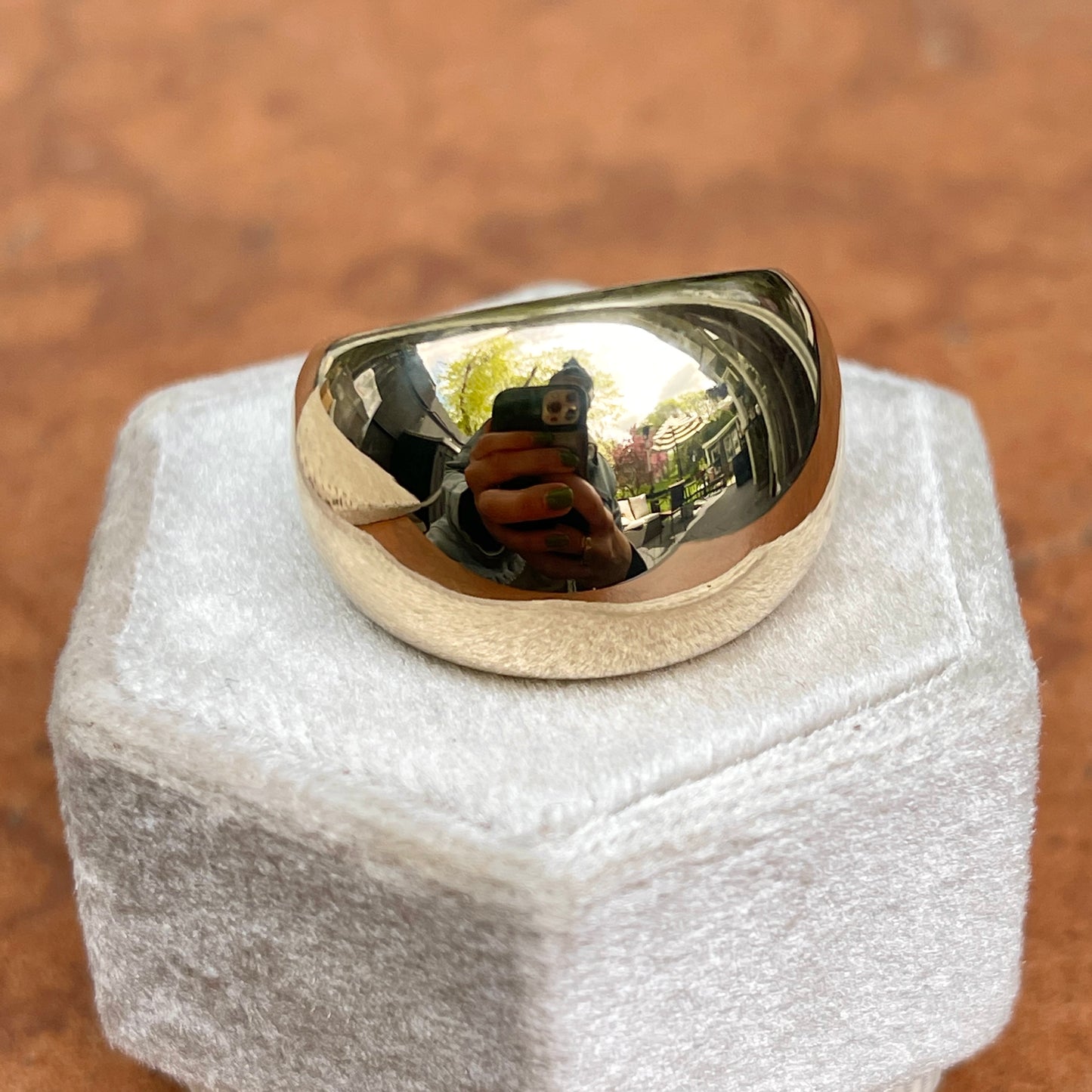 14KT Yellow Gold Polished Chunky 17mm Domed Cigar Band Ring