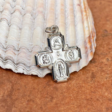 Load image into Gallery viewer, Sterling Silver Polished Four Way Catholic Cross Medal Pendant 17mm