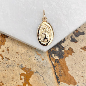 14KT Yellow Gold Saint Christopher Oval Medal Pendant Charm 21mm, 14KT Yellow Gold Saint Christopher Oval Medal Pendant Charm 21mm - Legacy Saint Jewelry