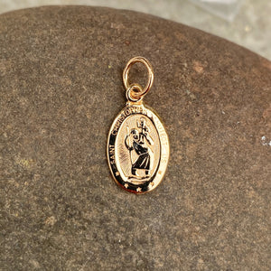 14KT Yellow Gold Saint Christopher Oval Medal Pendant Charm 21mm, 14KT Yellow Gold Saint Christopher Oval Medal Pendant Charm 21mm - Legacy Saint Jewelry