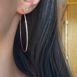 Rose Gold Filled Thin Tube Endless Hoop Earrings 56mm