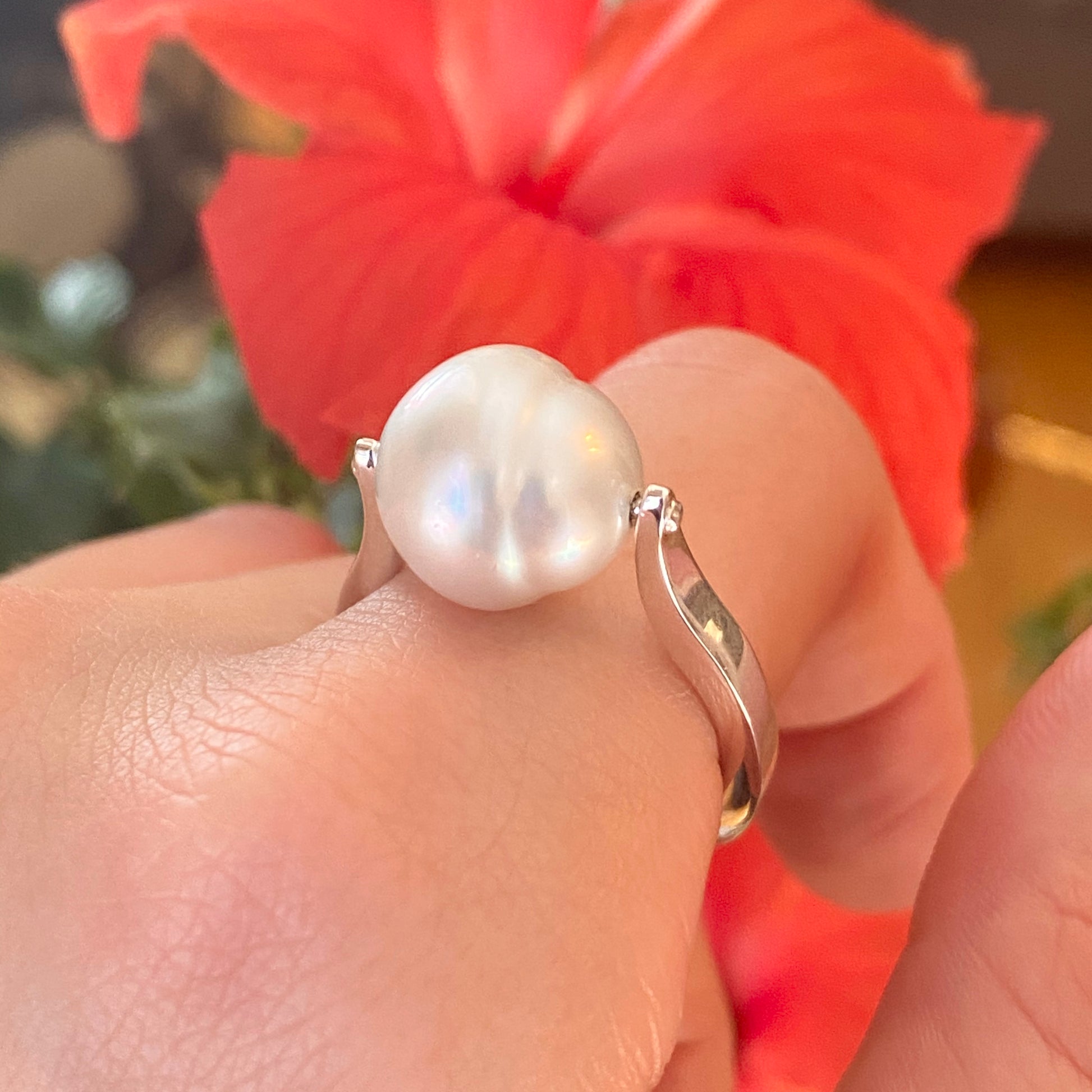 Sterling Silver Genuine 12mm Paspaley South Sea Pearl Modern Ring - Legacy Saint Jewelry