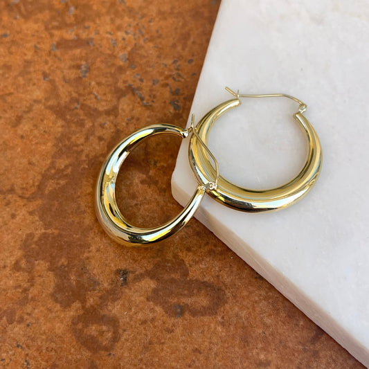 10KT Yellow Gold Round Classic Hoop Earrings 22mm