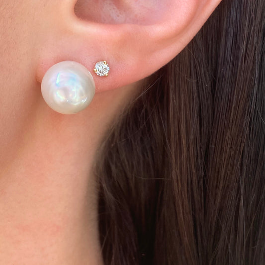 14KT Yellow Gold Paspaley South Sea Pearl Stud Earrings 11~12mm