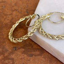Load image into Gallery viewer, 10KT Yellow Gold Diamond-Cut Rope Twist Hoop Earrings 31mm