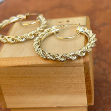 Load image into Gallery viewer, 10KT Yellow Gold Diamond-Cut Rope Twist Hoop Earrings 31mm