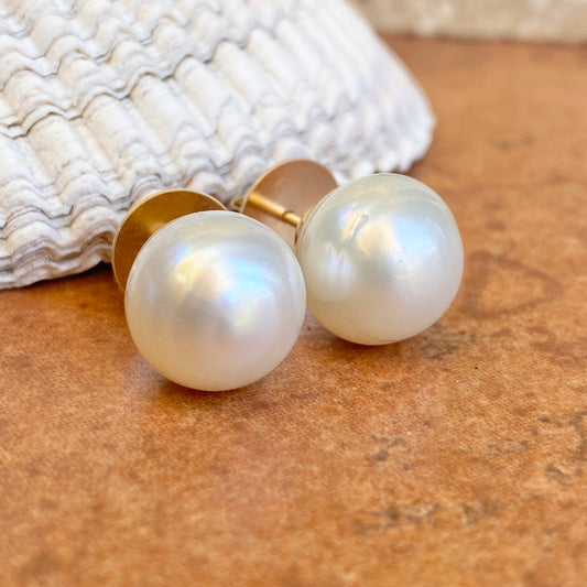 14KT Yellow Gold Paspaley South Sea Pearl Stud Earrings 11~12mm