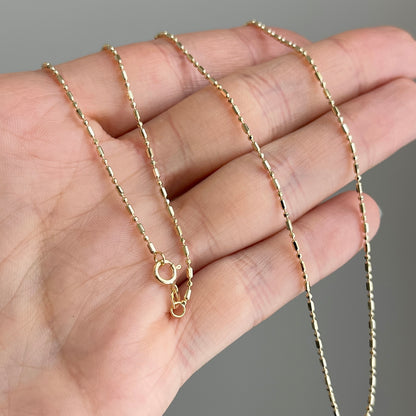 14KT Yellow Gold Diamond-Cut 1.15mm Beaded Ball Chain Link Necklace